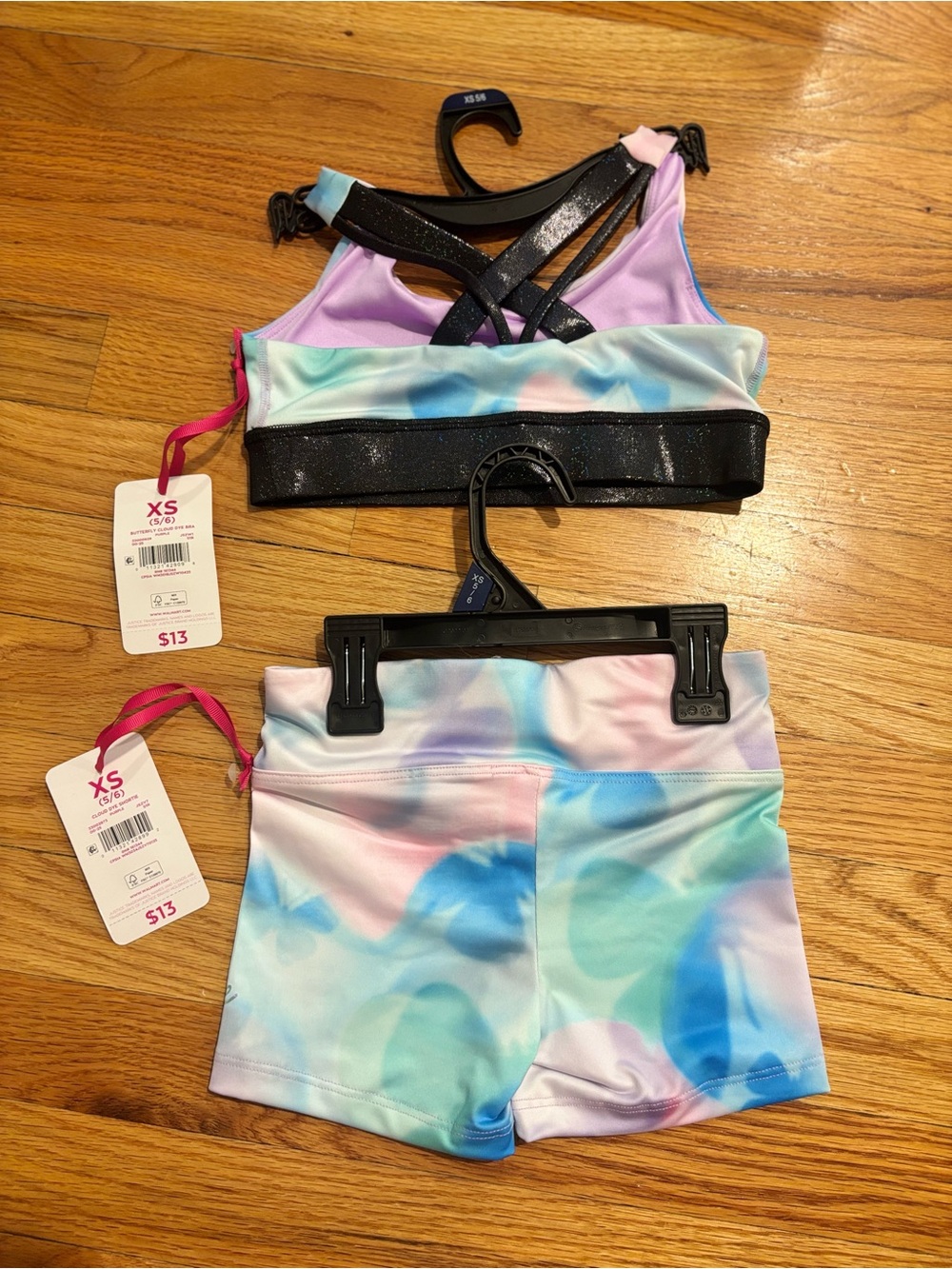 Justice Pastel Tie-Dye Dance & Gym Shorts and Sports Bra Set - Black Accent - Picture 2 of 3